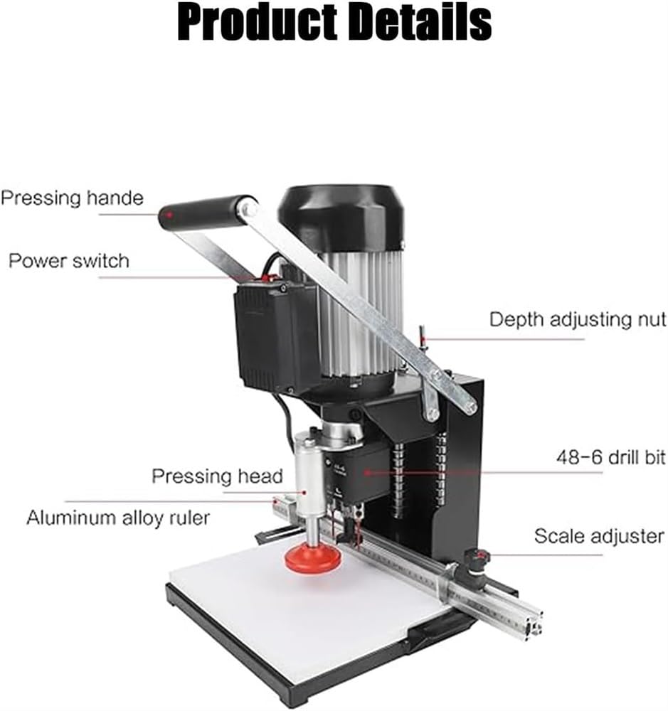 Portable Hinge Boring Machine, Woodworking Cabinet Door Hinge Drilling Hole Puncher Equipment, Drill Model: 48-6mm, Depth 0-40mm, 2880rmp/min(220v) HEQIM