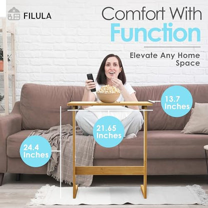 FILULA - Bamboo TV Tray Table - Convenient TV Tables for Eating and Working from Home - Stylish TV Dinner Table for Couch That Slide Under - TV Trays - C Table (C-Shape) - WoodArtSupply