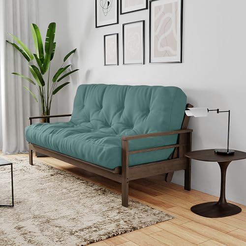Royal Sleep Products by The Futon Factory 10 inch Foam Futon Mattress - Solid Teal Fabric - Full Size - CertiPUR Certified Foams - Made in USA - (Frame not Included) Royal Sleep Products