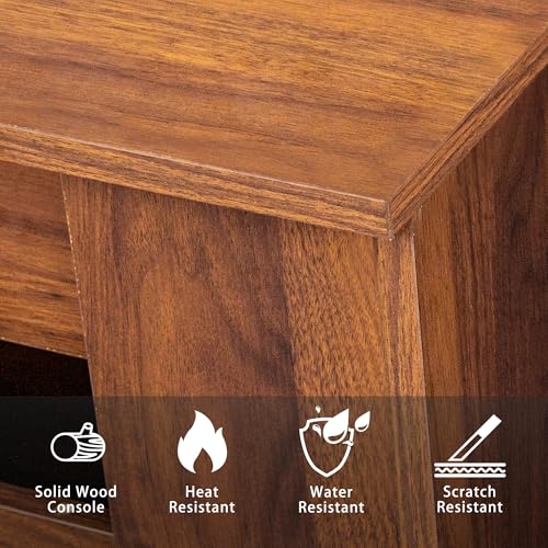 HOMBIX Extendable Dining Table, Transformer Folding Console Table for 10-12 People, Space Saving Dining Room Table for Apartments & Homes, Walnut HOMBIX