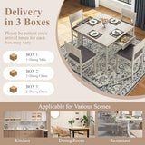 VECELO 5-Piece Square Dining Table Set for 4, 38.2'' Solid Wood Kitchen Table with 4 Upholstered Chairs & 2 Drawers for Dining Room, Kitchen, Small Space, Washed Gray VECELO