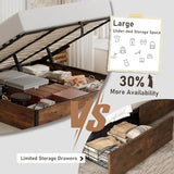 LUXOAK Lift Up Storage Bed Frame, King Size Wooden Slats Platform Bed Frame with Ample Storage Underneath, No Box Spring Needed, Noise Free, Rustic Brown LUXOAK