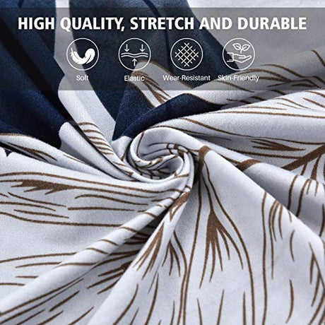 MIFXIN Futon Slipcover Armless Folding Sofa Cover Stretch Elastic Couch Furniture Protector for 3 Seat Foldable Futon Sofa Bed Without Armrests (Blue Maple Leaf) MIFXIN