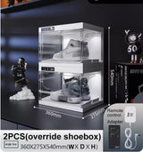 BPKADHY 2 Pcs Shoe Storage LED Smart Shoe Box, Auto-Opening Shoe Boxes Stackable Shoe Storage Organizer for Sneaker Display Case & Collection Crate White (2 PCS) BPKADHY