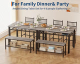 GarveeHome Modern Dining Table Set for 4, Kitchen Table for 4 with Chairs &Storage Bench,47 "Rectangular Dining Room Set with Bench,4 Piece Kitchen Table Set for Small Space/Apartment(Gray) GarveeHome