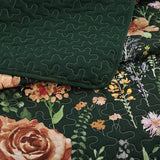 WONGS BEDDING Green Quilt Set King Size, 3 Piece Red Floral Leaves Pattern Botanical Bedding Set, Soft Lightweight Microfiber Bedspread Coverlet with 2 Pillowcases for All Season (104"x90") WONGS BEDDING