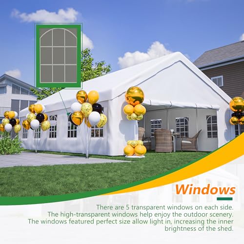 20' x 32' Party Tent with Removable Sidewalls & Alloy Steel Frame, Commercial Waterproof Outdoor Canopy Gazebo with 3 Storage Bags for Weddings, BBQ, Camping Rueekfil