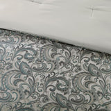 Madison Park Essentials Brystol 24 Piece Room in a Bag Faux Silk Comforter Jacquard Paisley Design Matching Curtains Down Alternative Hypoallergenic All Season Bedding-Set, King (104 in x 92 in), Teal Madison Park