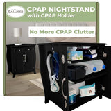 Northwood Calliger Bedroom CPAP Nightstand with Drawers for CPAP Accessories & Machine - Sleek Wooden Night Stand with CPAP Hose Holder Bed Side Table with Storage (Black) Northwood Calliger