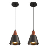 IHENGYANLT 2 Pack Pendant Lights, Black Pendant Lights Kitchen Island,Wood Dome Minimalist Industrial Ceiling Hanging Lights for Kitchen Island, Barn, Dining Room, Living Roo m, Bedroom IHENGYANLT