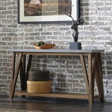 Brookside 52 in. Wide Console/Media Table, Industrial Design, Concrete-Coated Top, Solid Wood Base and Shelf, Functional Living Room Accent pc, Ideal for 32 in. TVs, 30 in. W x 15 in. D x 29 in. H Alaterre Furniture