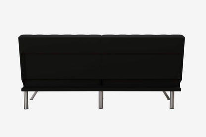 DHP Emily 71 Inch Futon Sofa Bed, Armless Upholstered Couch Sleeper with Tufted Back and Seat, Mid-Century Modern, Black Faux Leather