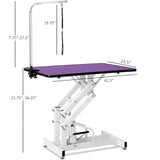 TRODEP 42.5" Hydraulic Dog Grooming Table for Large Dogs Heavy Duty Height Adjustable Dog Grooming Table with Overhead Arm & Noose Height Range 21-36 inch Purple TRODEP