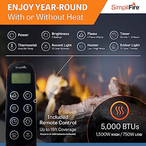 SimpliFire Format 36-Inch Wall Mount Electric Fireplace with 50-Inch Floating Mantel (SF-FORMAT36-SF-FM50-WH) SIMPLIFIRE