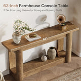 Tribesigns 63-Inch Farmhouse Console Table, 2-Tier Storage Sofa Table Behind The Couch, Narrow Long Entryway Furniture for Home Hallway, Entrance, Living Room, Brown Tribesigns