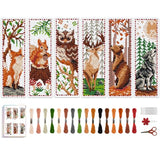ACRNIGHEET 6 PCS Cross Stitch Bookmark Kit Animals Patterns DIY Stamped Embroidery Bookmark Kit DIY Bookmarks Crossstitch Kits Adul Stamped Embroidery Bookmarks with Instructions 11CT