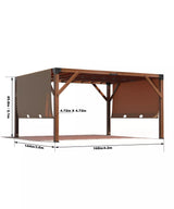 12'X 14' Cedar Wood Pergola, Wood Patio Pergola with Retractable Shade Canopy, Rot Resistant, Durable, for Backyard, Garden, Deck, Outdoor Entertaining Amenitlif