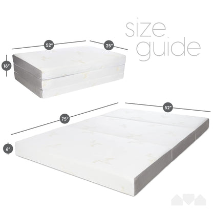 Milliard Tri Folding Memory Foam Mattress with Washable Cover Full Size (75" x 52" x 6")