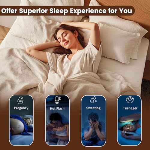 Overket 100% Linen Sheet Set Queen Size Extra Deep Pocket Fits 18-24 Inch Mattress, Breathable & Soft, Smooth 4-Piece Set for Thick Mattresses Hotel Luxury Bedding（Queen, Linen） Overket