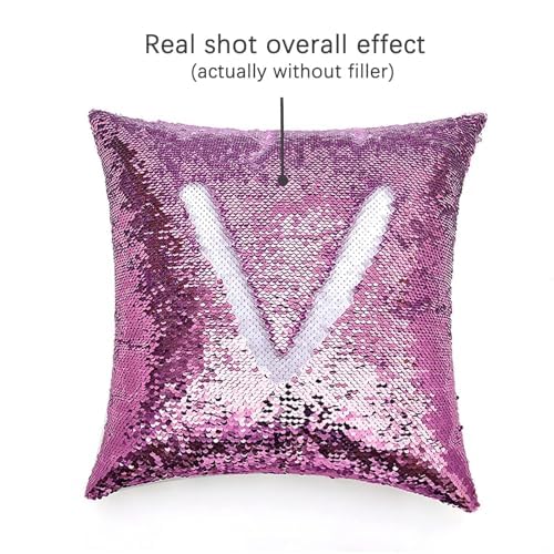 ORJ Sublimation Sequin Pillow Case Blanks 16''x16'' Flip Reversible Mermaid Decorative Personalized Cushion Throw Pillow Covers for Kids (Rose red Pillow case x 5piece)