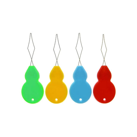 30 Pieces Gourd Shaped Plastic Needle Threaders, Plastic Wire Loop DIY Needle Threader Hand Machine Sewing Tool for Sewing Crafting with Clear Box, 4 Colors Random Phinus