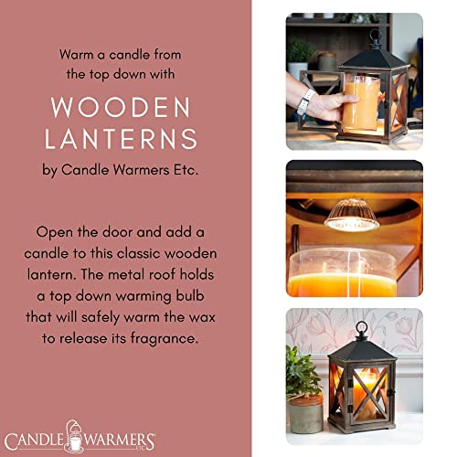 CANDLE WARMERS ETC Wooden Farmhouse Candle Warmer Lantern for Top-Down Candle Melting, Weathered Espresso - WoodArtSupply