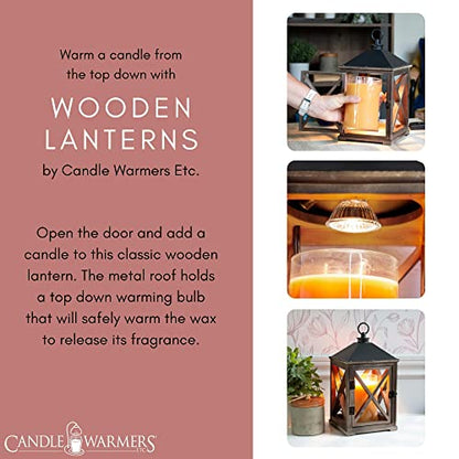 CANDLE WARMERS ETC Wooden Farmhouse Candle Warmer Lantern for Top-Down Candle Melting, Weathered Espresso - WoodArtSupply