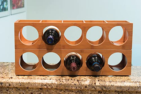 Lipper International 8305 Bamboo Wood Stackable 5-Bottle Wine Rack, 20-3/4" x 5-3/8" x 4-3/4" Lipper International