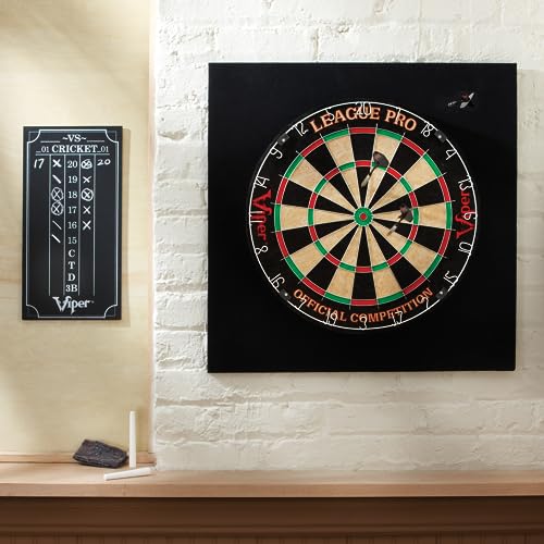 Viper League Pro Regulation Bristle Steel Tip Dartboard Starter Set with Staple-Free Bullseye, Radial Spider Wire, High-Grade Sisal with Rotating Number Ring, Chalk Cricket Scoreboard, Steel Tip Darts Viper