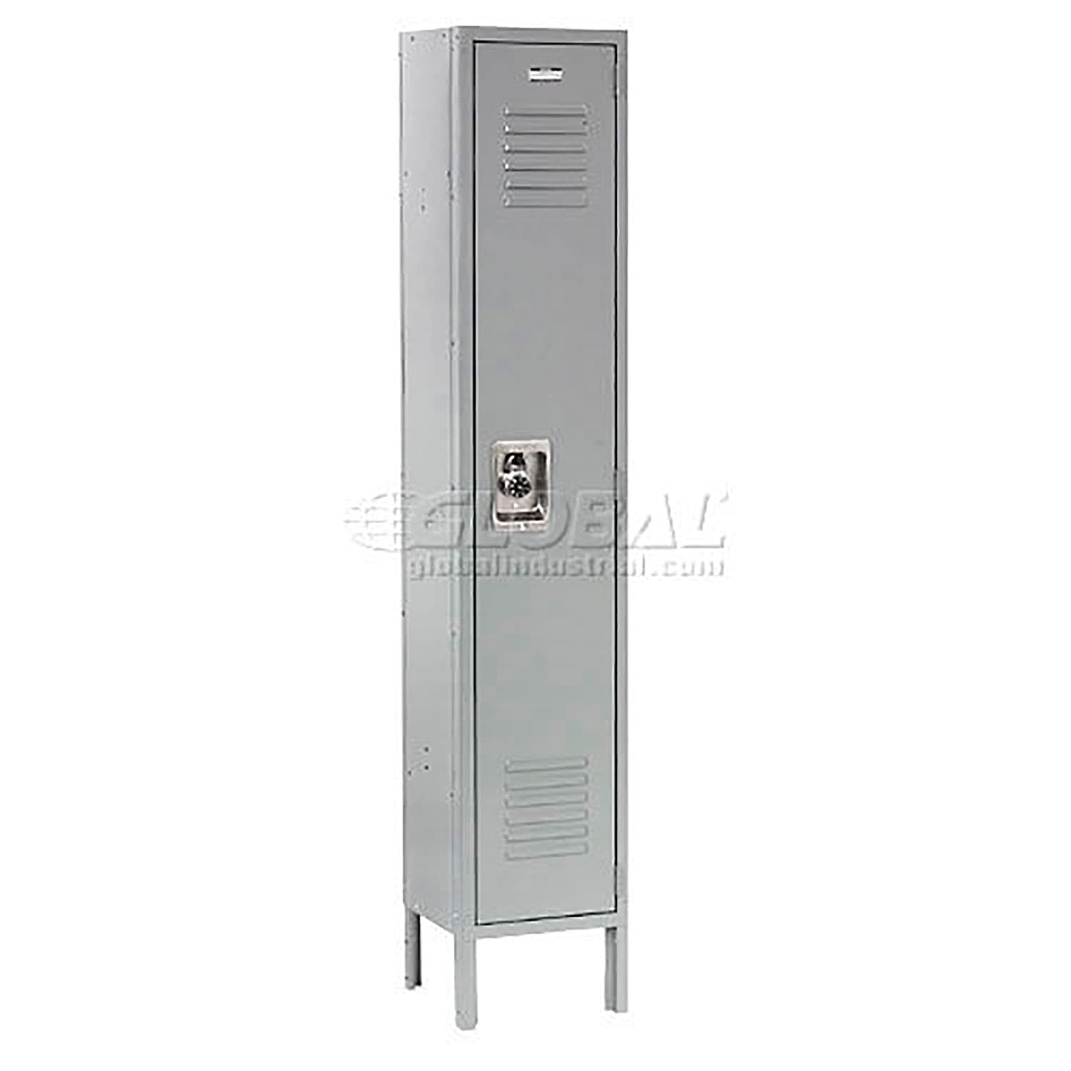 GLOBAL INDUSTRIAL Single Tier Locker, 12x18x72, 1 Door Ready To Assemble, Gray - WoodArtSupply