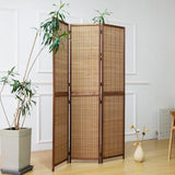 Furnnylane 3 Panel Bamboo Room Divider and Folding Screen Divider,Two in One Detachable and Foldable Panel Divider for Room Separation,Brown,67" H x 46" W Furnnylane