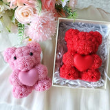 Midnadiy Rose Bear Candle Mold,Teddy Bear Silicone Molds for Candle Making,Epoxy Resin Bears Molds for DIY Candle, Valentine's Day Gift, Birthday Gifts, Home Decor Crafts (Mini)