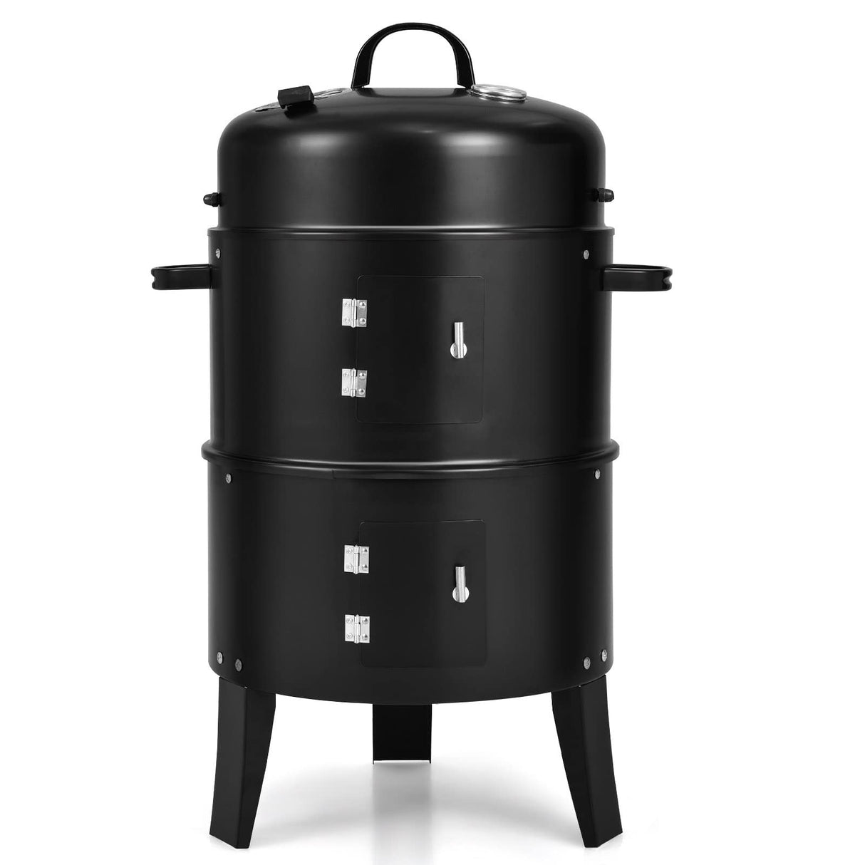 Giantex 3-in-1 Charcoal BBQ Smoker, Outdoor Grill Cooker with Built-in Thermometer and 6 Hooks for Outdoor Backyard Cooking Grilling Camping Giantex