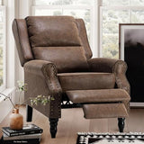 Trygoal Leather Recliner Chair, Pushback Recliner Chair with Adjustable Backrest Footrest, Mid Modern Reclining with Overstuffed Arms Lumbar Support for Reading, Living Room, Coffee Brown