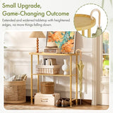 Small Entryway Table Bamboo 30.7", Narrow Hallway Table Oval Top 2-tier, Slim Console Table with Anti-fall Edge, Sofa Side Table 5min Easy Assembly, Small TV Stand for Bedroom, Indoor Plant Stand Atoping