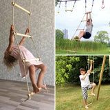 Wooden Climbing Rope Ladder for Kids - Kids Ninja Warrior Obstacle Course Accessories | Playset Rope Ladder for Swing Set Treehouse Bunkbed | Playground Ninja Obstacles Swing Rope Ladder Trailblaze