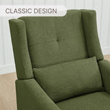 KISLOT Upholstered Recliner Swivel Glider Nursery Chair Reclining Performance Fabric Rocker with Wood Base,Boucle,Moss Green KISLOT