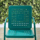 Crosley Furniture Bates 2-Piece Outdoor Chair Set, Retro Metal Patio Chairs for Dining, Porch, Deck, Balcony, Turquoise Gloss Crosley Furniture