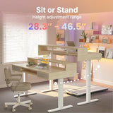 HUANUO 55″ x 26″ Electric Standing Desk with 2 Drawers &24.4″ Large Keyboard Tray, C-Clamp Mount Compatible, Adjustable Computer Desk for Office, Sit Stand Up Desk with 4 Height Presets, Light Walnut HUANUO