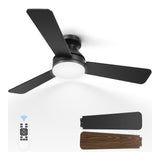 Dgguo Ceiling Fans with Lights, 42 Inch Low Profile Ceiling Fan with Light and Remote Control, Reversible, LED Dimmable for Bedroom Living Room Indoor/Outdoor Patio Use Dgguo