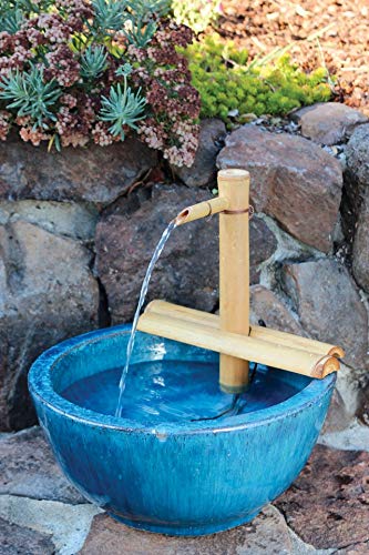 Bamboo Accents Zen Garden Water Fountain Kit - Adjustable Spout with Smooth Matte Finish, includes Submersible Pump - Ideal for Indoor & Outdoor Use, Container Not Included (12" Adj Half-Roun - WoodArtSupply