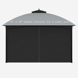 SunCula Replacement 10'x10' Gazebo Curtains Waterproof, Universal Privacy Shade Curtains 4-Panels sidewall with Zipper, Outdoor Curtains for Patio, Backyard, Garden-Black (Only Curtains) SunCula