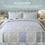 DURLENGEN Quilt Set California King Size 3Pcs,Bluish Grey Printed with Beige Leaves Pattern,Soft Microfiber Lightweight Bedspread for All Season Layering(112x104,Beige Botanical) DURLENGEN