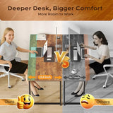 PRAISUN 47 X 24 Inch Computer Desk with Deeper Desktop, Gaming Office Writing Work Desk for Home Office, Study, Bedroom, Work from Home, Metal Frame, Rustic Brown PRAISUN