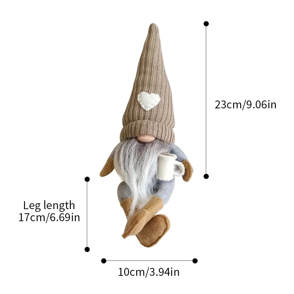 JstDoit 2 Pcs Gnomes Plush Bar Decor, Handmade Swedish Tomte Gifts Farmhouse Scandinavian Figurine Gnome for Home Kitchen Coffee Station Table Shelf (Brown) JstDoit