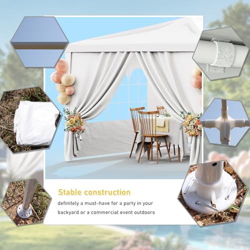 Outdoor Party Tent 10x30 Wedding White Tents for Parties, Heavy Duty Canopy Event Gazebo Shelter with 8 Removable Sidewalls Waterproof Party Wedding BBQ Events susici