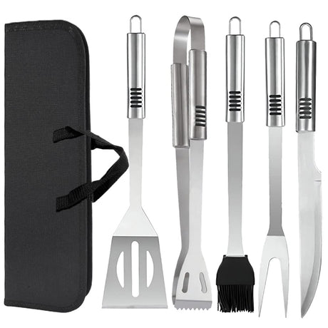 Grill Tools Set,Stainless Steel Grill Set for Men, 6pc BBQ Tools Grilling Accessories Kit with Spatula,Fork,Knife,Brush,Tongs & Carry Bag Grill Utensils Set for Outdoor Grill Dossini