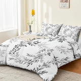 Duvet Cover Single 61" x 79" Size - Reversible Minimalist Retro Botanical Duvet Cover Set for Kids and Adults with Zipper Closure, 3 Pieces Grey Bedding Set with 2 Pillow Shams Generic