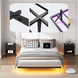 YORMDMO Floating Bed Frame Full Size, Heavy Duty Bedframe with Smart LED Lights & Charging Station, Modern Metal Platform Bed, Easy Assembly No Box Spring Needed, 8 Inch YORMDMO