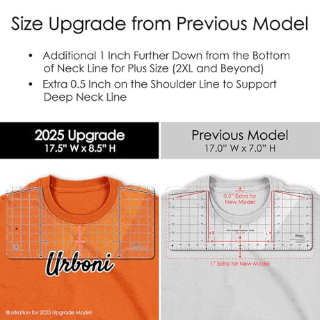 (Upgraded - XL Size) Tshirt Ruler Guide Vinyl Alignment - Shirt Measurement Tool Placement Center Design, DTF Template, Left Chest Logo, Accessories for Cricut, Heat Press Sublimation Iron on HTV Urboni